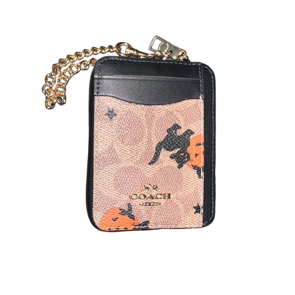Coach Zip Card Case In Signature Canvas With Halloween Print
